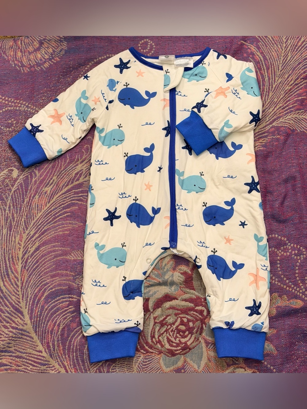 LittoGoose Blue Whale Print Baby One-Piece size small
